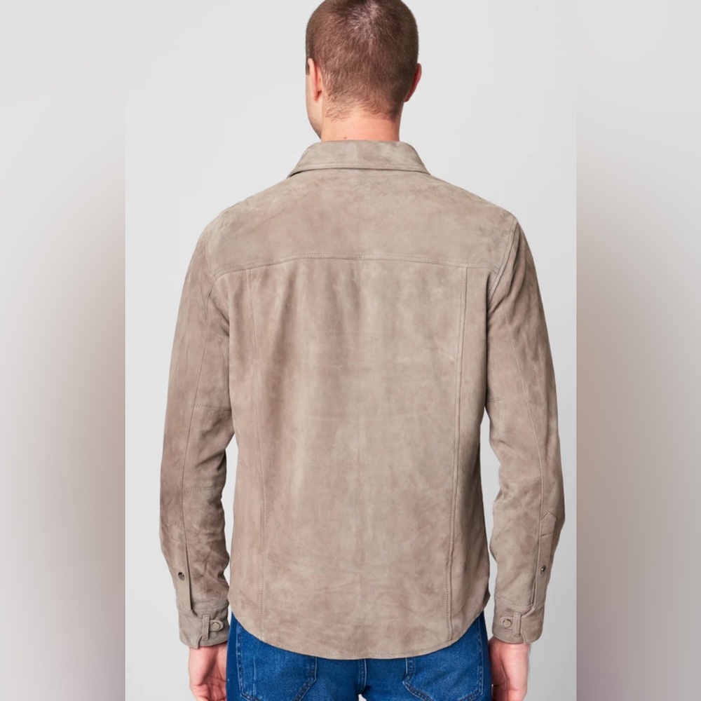 BlankNYC Men's Goat Skin Leather Shirt Jacket Real Suede 100% SZ Large Shacket - Picture 8 of 11